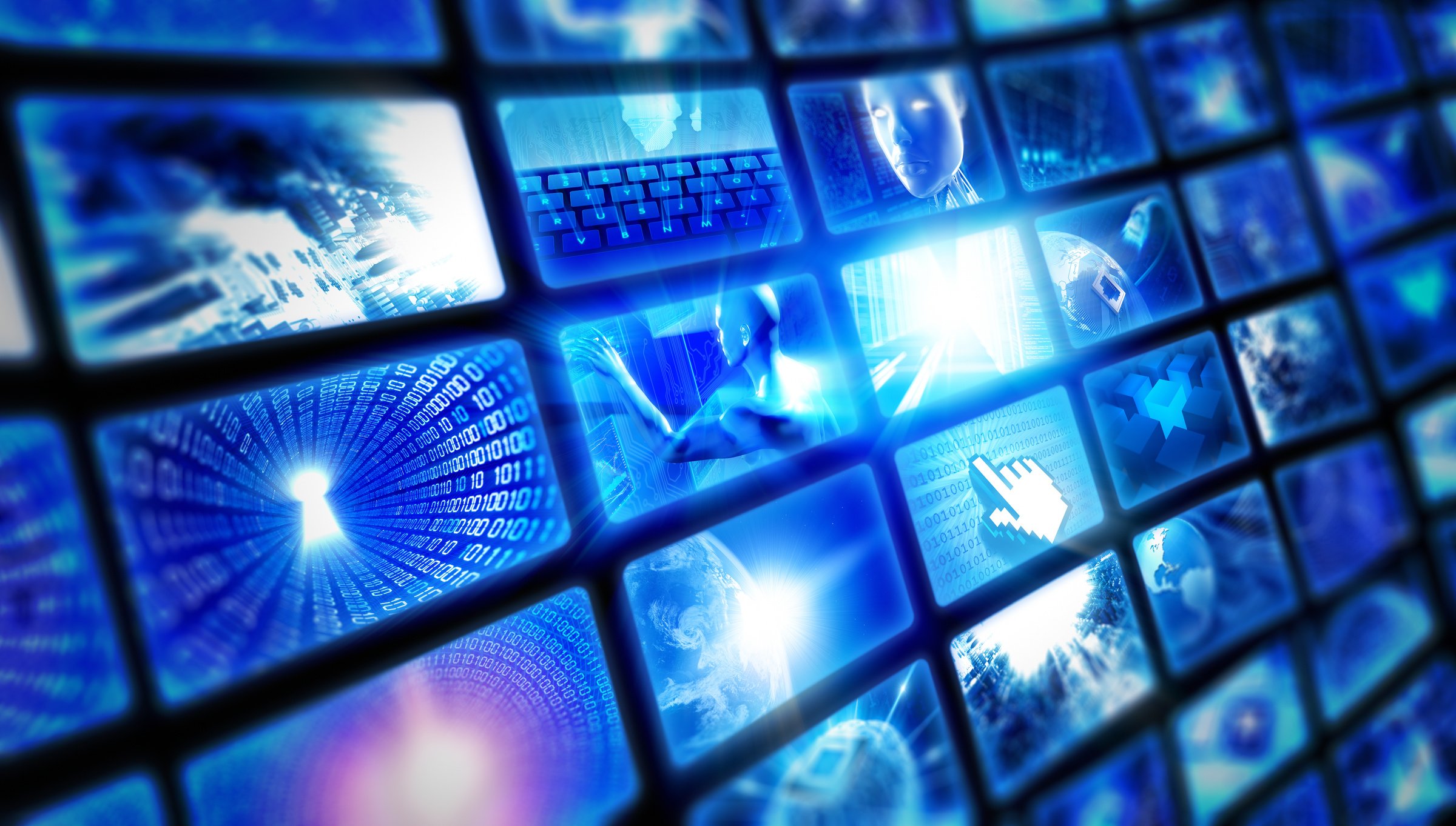 Video wall of hi-tech screens